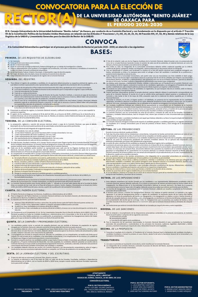 UABJO arranca elección de rector 2026: tensión, candidatos fuertes y regreso al voto directo