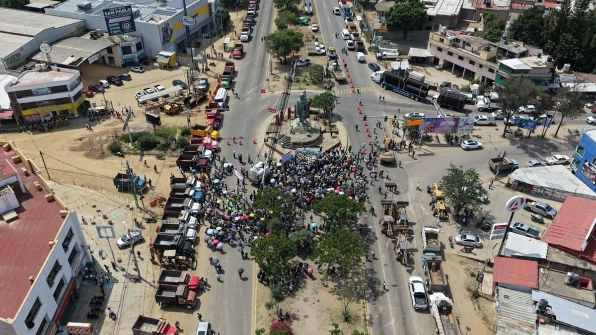 Imagen aérea donde se realizará la obra del paso a desnivel en carretera 190 de Oaxaca