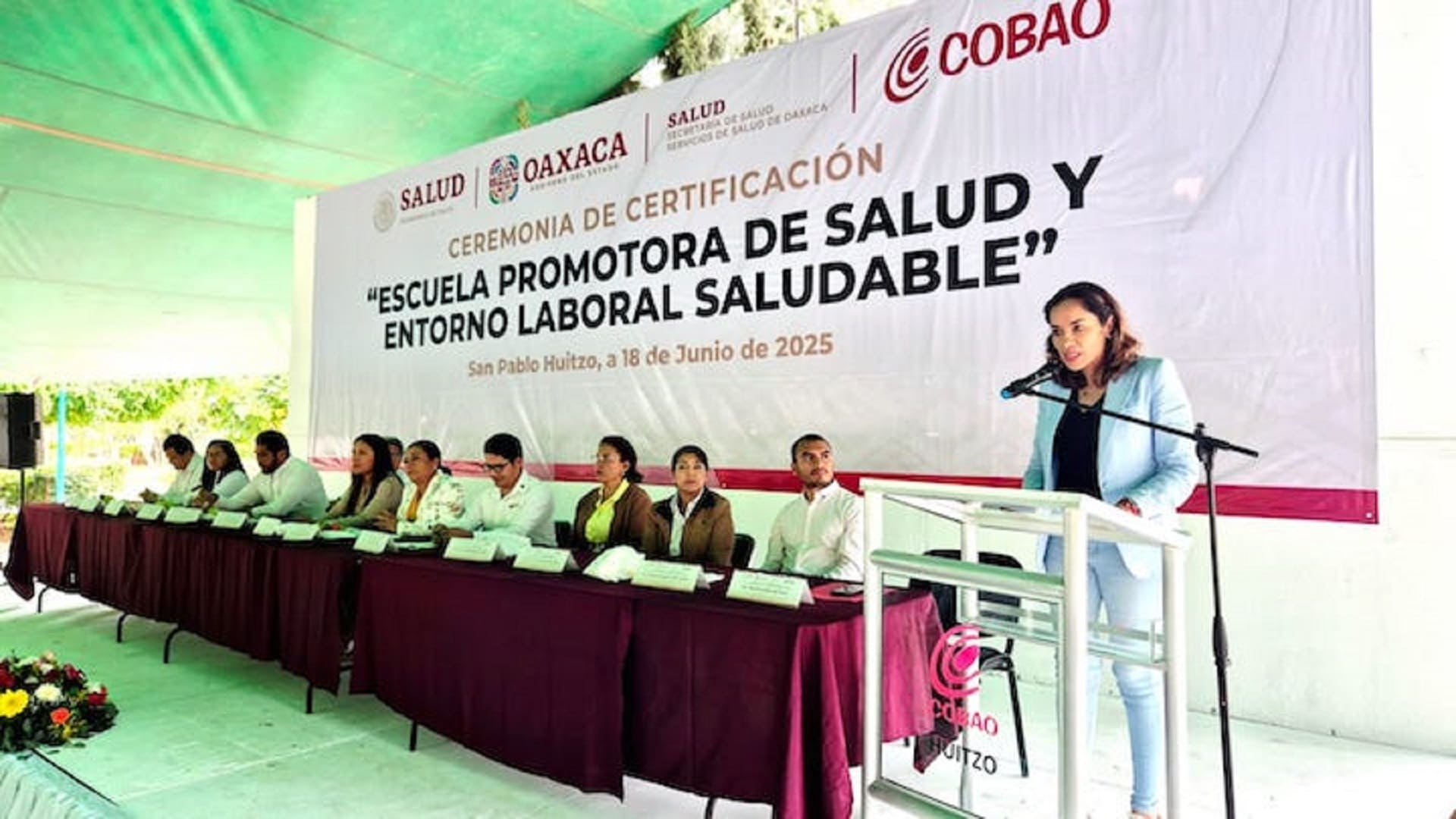 Certifica Servicios de Salud de Oaxaca al COBAO de San Pablo Huitzo