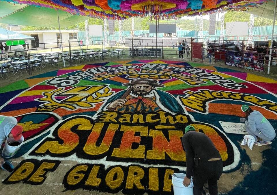 Estampado de acerrín que anuncia la feria patronal de Santiago Nacaltepec