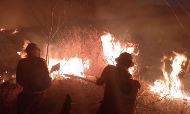 Controlan incendio de pastizales en el cerro de Santa Anita, en Xoxocotlán