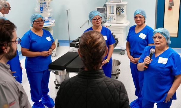 Sheinbaum y Jara Cruz recorren obra del Hospital General IMSS Bienestar Tuxtepec