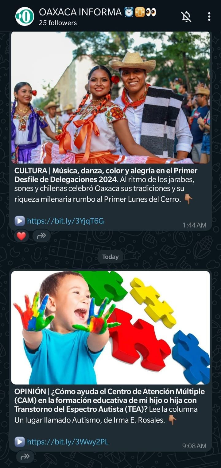 Canal de WhatsApp de Oaxaca Informa